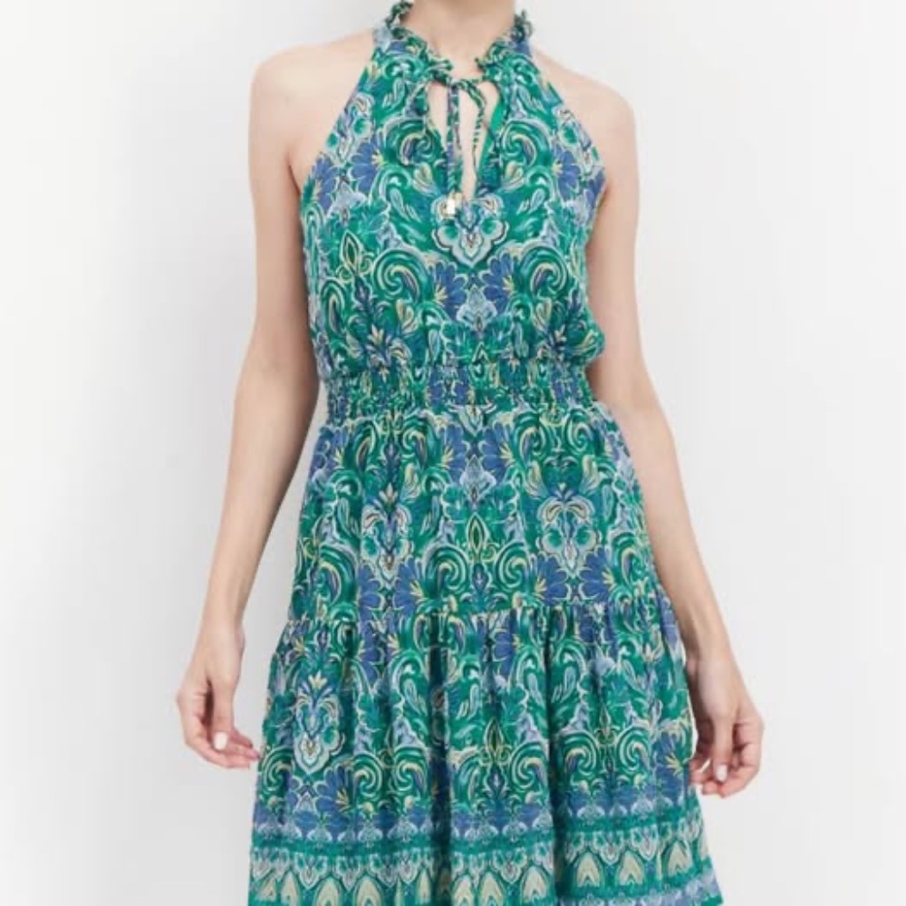 Vince Camuto Tie-Neck Sleeveless Midi Dress – Green – Size 8